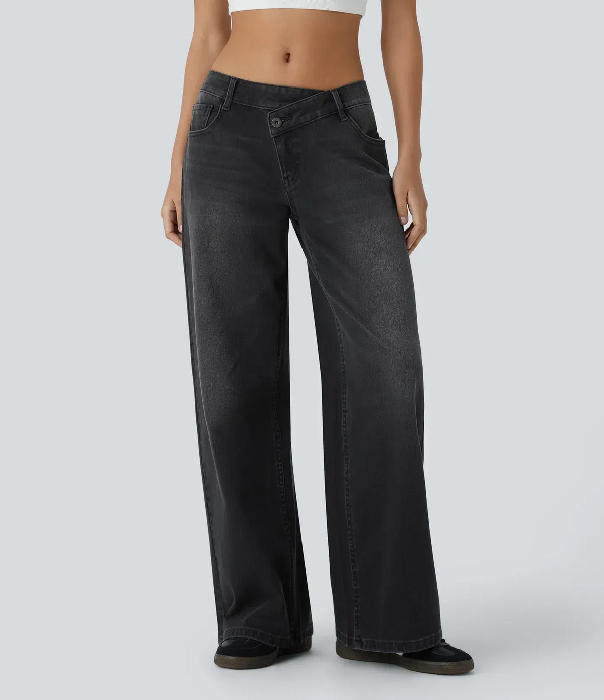 ColaFlex™ Low X - Jean taille basse avec fermeture bouton et zip, poches multiples à jambe large